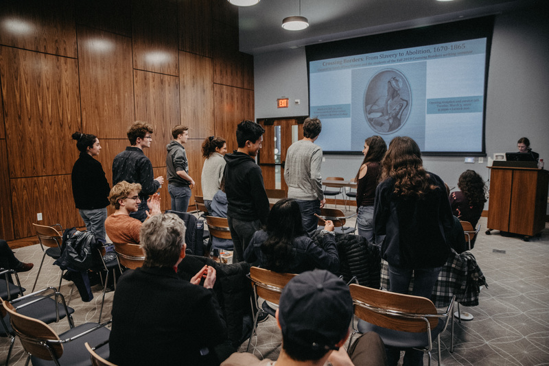 Student Curators stand for acknowledgement 