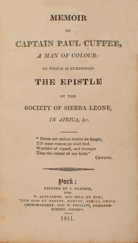 Memoir of Captain Paul Cuffee, A Man of Colour