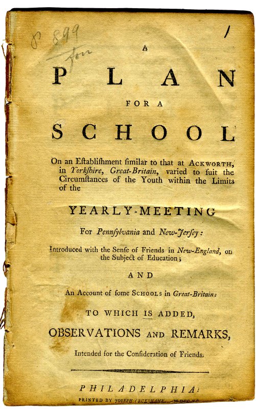 A Plan for a School: On an Establishment Similar to that at Ackworth in Yorkshire, Great Britain...