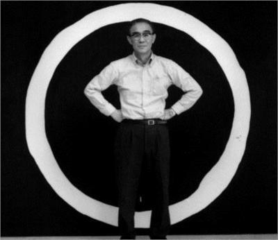 Yoshihara Jiro in front of piece "To Martha's Memory"