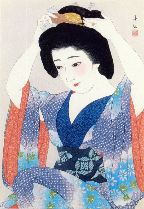 Before the Mirror, from the series 'Three Beauties by Shunsen'