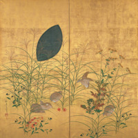 Autumn Plants and Quails